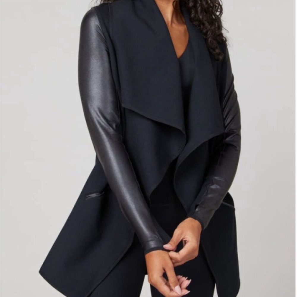 Spanx Faux Leather Drape Front Jacket 2X NWT